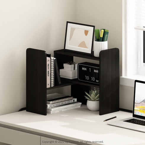 Furinno Classic Desktop Organizer Storage Rack, Adjustable Free Style Rotation Display Bookshelf, Espresso 6.7D x 23.7W