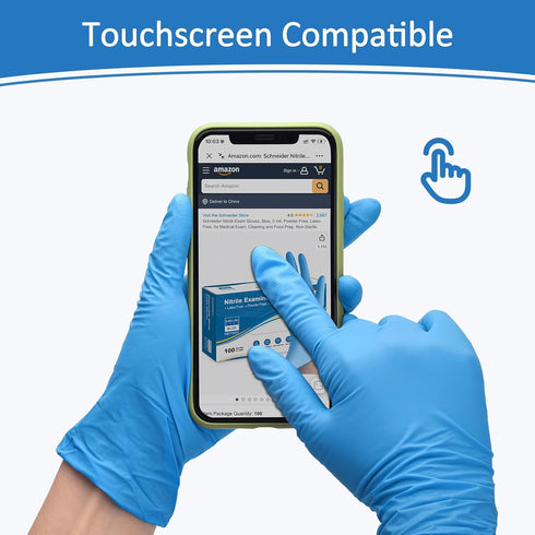 Schneider Nitrile Exam Gloves, Heavy Duty Disposable Gloves, 5 mil, Large, Box of 100, Blue
