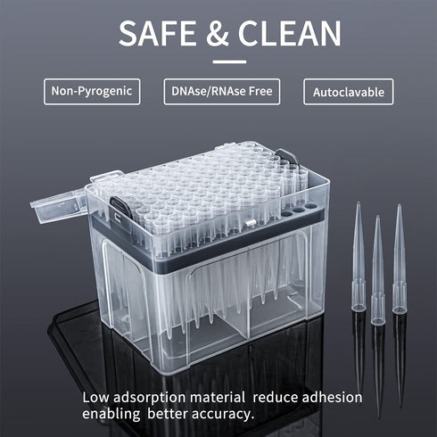 FOUR E'S SCIENTIFIC 1mL Universal Pipette Tips, 1000ul Sterile Racked Tips, Non-pyrogenic, 1 Rack 96 Tips