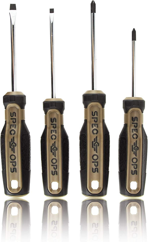Spec Ops Tools 4-Piece Screwdriver Set, Phillips & Slotted with Magnetic Tip