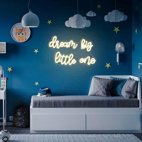 Dimmable Dream Big Little One Neon Sign Neon Signs for Wall Decor Inspirational LED Signs USB Light Up Sign for kids