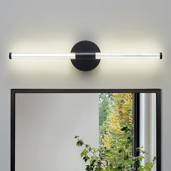 Lanhall LED Bathroom Light Fixture Modern Black Vanity Light Over Mirror Acrylic