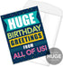 Big Blue Birthday Card From All Of Us, 8.5" x 11" Large Greeting Card Made In The USA