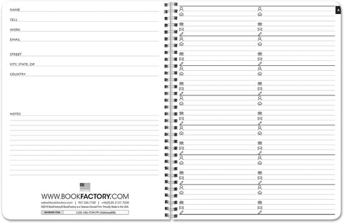 BookFactory Big Black Address Book - 100 Pages, 8.5'' x 11'', Wire-O (LOG-100-7CW-PP-(AddressBB))