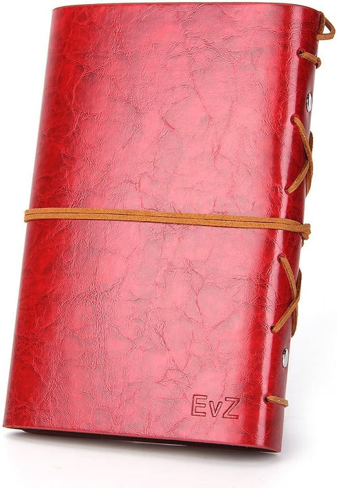EvZ Leather Writing Journal Notebook, 7 Inches Vintage Nautical Spiral Blank Diary Notepad, Red.