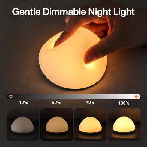 8 Dimming, 1H-Timer, JolyWell Baby Night Light for Nursery, Soft Silicone Tap Control Night Lamp with Color Changing