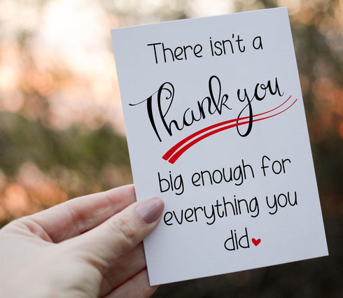 HOMEVAGE 5"x7" Single Thank You Card with Red Envelope, Thankful, Appreciation, Grateful Card - Folded Cardstock - Gift