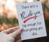 HOMEVAGE 5"x7" Single Thank You Card with Red Envelope, Thankful, Appreciation, Grateful Card - Folded Cardstock - Gift