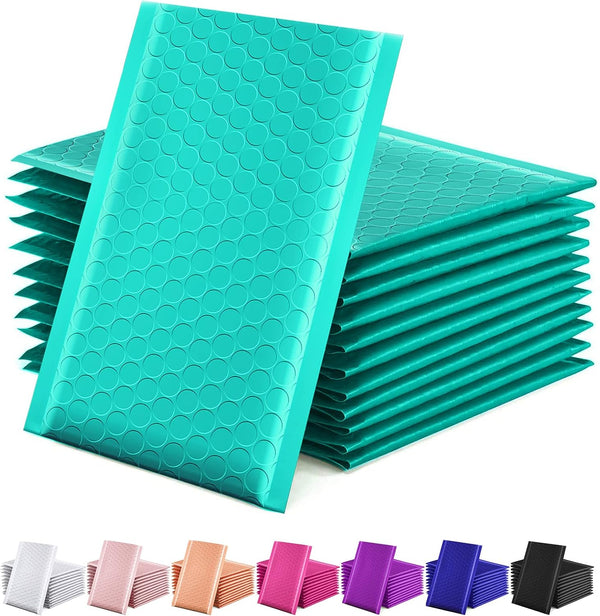 GSSSUSA Bubble Mailers 4x8 Inch, 50 Pack Padded Envelopes for Mailing Jewelry, Small Business, Teal