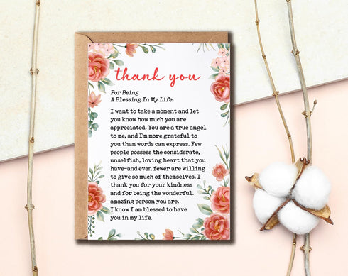 GoGi93Art Thank You For Being A Blessing In My Life Card - Thanksgiving Card - Birthday Greeting - Funny Poem