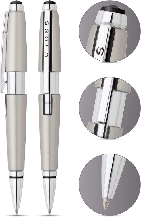 Cross Edge Pen, Medium 0.7 mm, Black Ink, Titanium Barrel (AT05555)