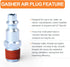 GASHER 1/4-Inch NPT Male Industrial Air Plug - Pneumatic Plugs, 300PSI, Pack of 10