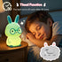 7-Color 3-Level Dimmable 30Min Bunny Night Light for Kids, Soft Silicone Nursery Lamp, Glow, Warm Light, Tap Control