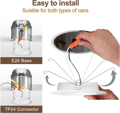 7117 6 Inch 16W 5500K E26, 2Pack Motion Sensor LED Recessed Lights, Downlight Daylight, Motion Activated Security