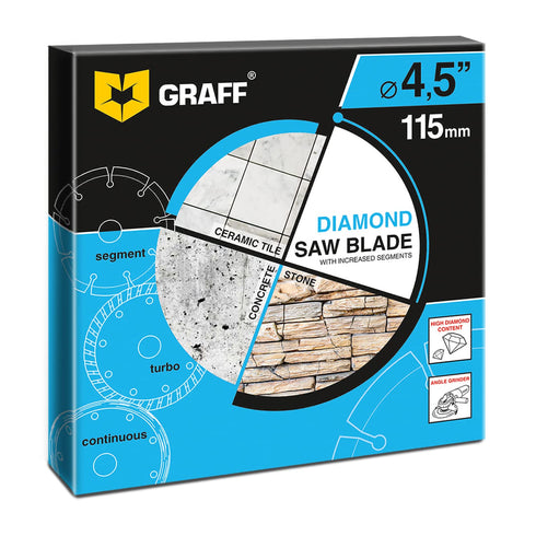 GRAFF Diamond Blade for Angle Grinder - 3 Pack, 4 1/2 inches for Dry and Wet Cutting Stone, Marble, Concrete