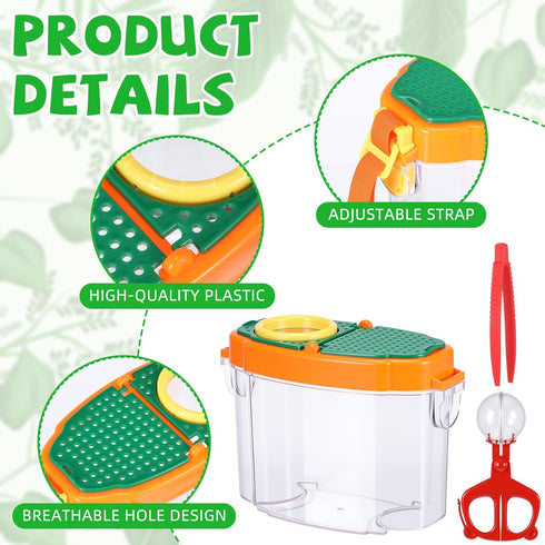 4 Set Halloscume Bug Catcher for Kids Bug Viewer and Insects Tweezer for Students, Critter Catching Kit Magnifying