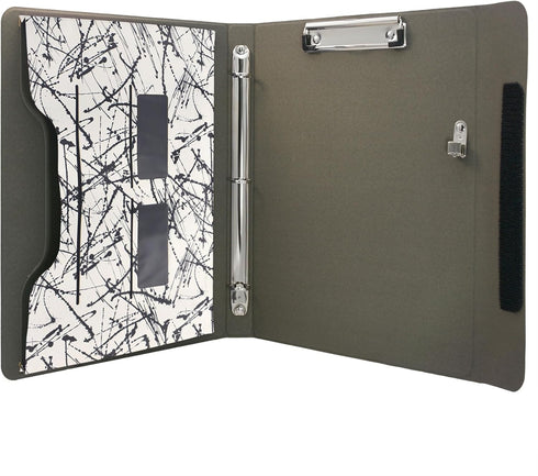 Portfolio Organizer File Folder with 3-Ring Binder and Color File Folders, Black and White
