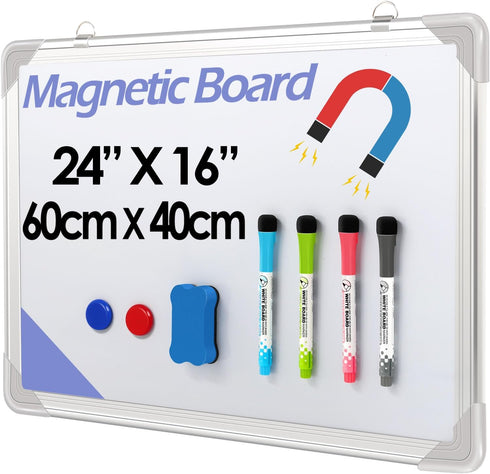 Message White Board 24" x 16" Small Dry Erase Calendar for Wall, Portable for Drawing and Teaching Memo