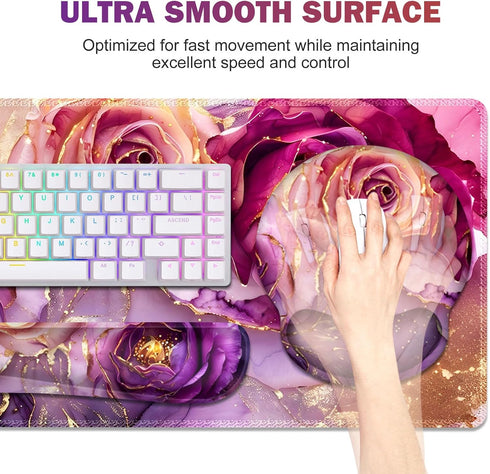 ToLuLu 4in1 Set Gaming Mouse Pad, Large Desk Mat, Cute Desk Pad Protector, XXL Mousepad + Keyboard Wrist Rest+Mouse