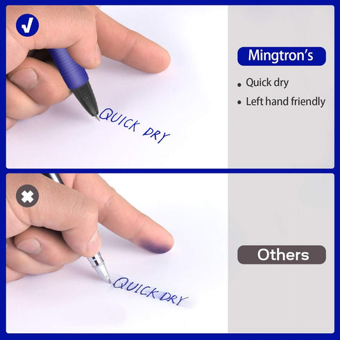 Gel Pens, 100 Pack Blue Fine Point Pens, No Smear Ink for Left Hand, Retractable Rollerball for Smooth Writing, 0.5MM