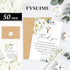 50 FYSUIMU Pcs Funeral Thank You Cards Bulk with Envelope Sticker Floral Sympathy Blank Note Cards White Flower Cross
