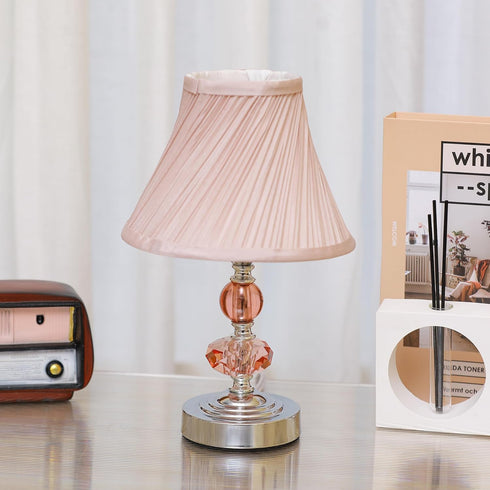 7 7 12 Inch Small Modern Crystal Bedside Table Lamp, x x Electroplaetd Silver Base Table Lamp for Bedrooms and Office