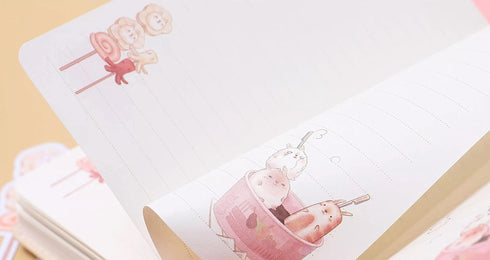Kawaii Lined Journal Notebook, Japanese Cute Journal, 7.3 x 5.1 inch, 256 Pages, Premium Quality Paper