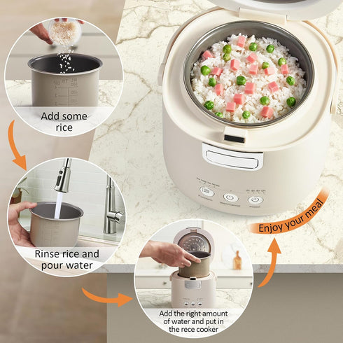 Thousandaynight 2 1.2 12-Hour 1-2 Rice Cooker Small Mini Rice Cooker Cups Uncooked Quarts Portable Rice Maker