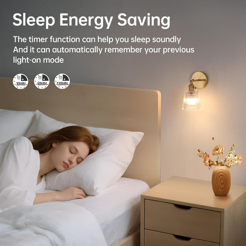 Shenmoyl Vintage Battery Operated Wall Sconce with Transparent Stripe Glass Lampshade Rechargeable Battery Powered Wall