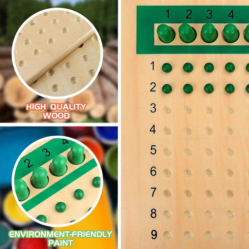 YHZAN Montessori Math Board Learning Multiplication & Division STEM Wooden Educational Toy Manipulative