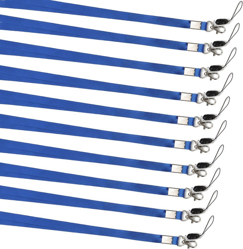 YOUOWO 10 Pack Neck Lanyard, Office Nylon Blue Lanyards with J-Hook for Badge Holders, ID Name Badges