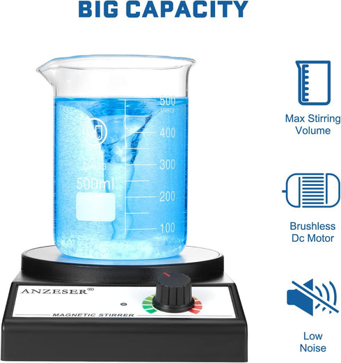 Magnetic Stirrer Magnetic Stir Plate, 3000RPM Lab Stirrers with Stir Bar, Max Stirring Capacity 3000mL