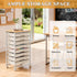 Wufuuoa 8 8-Tier Rolling Storage Cart with Drawers,Utility Cart on Wheels with Wooden Tabletop Craft Storage Trolley