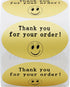 Hybsk 50mmx30mm Oval Gold Metallic Foil Thank You for Your Order Retail Mailing Stickers, 500 Labels