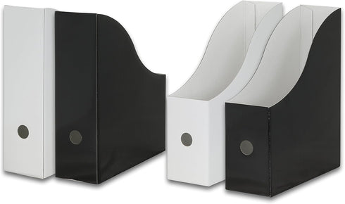 Simple Houseware Magazine File Holder Organizer Box, White/Black, Pack of 12