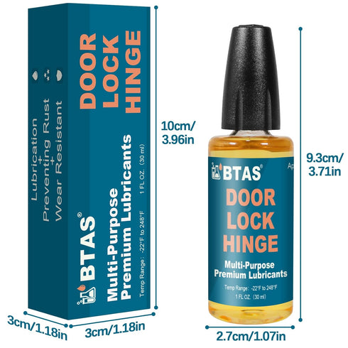 1 oz 1 BTAS Door Lock Hinge Lubricant Oil Squeaky Fix Lube for Keyhole with Needle Oiler Pcs