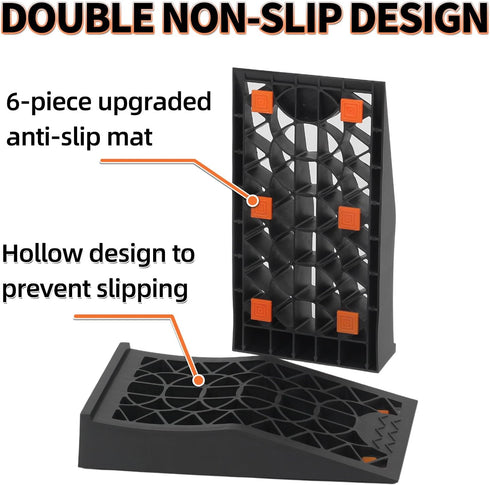 2 Pack OULEME Low Profile Car Service Ramp - with Anti-Slip Pads for Lift Maintenance and Oil Changes, Low-Chassis Car