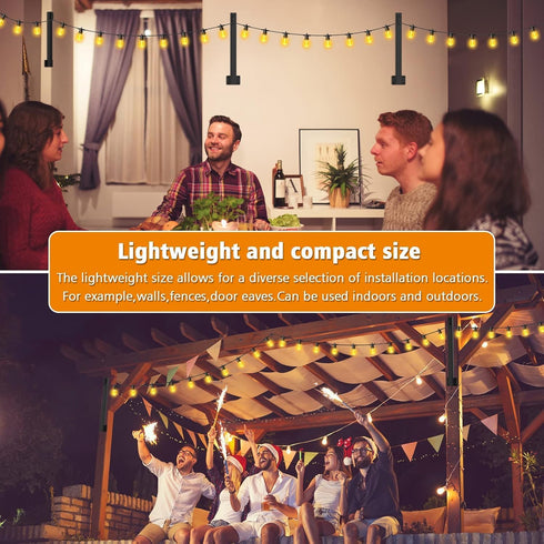 SINLEY 2.8Ft 4 Pack,Light String Light Poles Poles for Outside Lights,Outdoor with Fence Brackets Hanging Lights,Metal