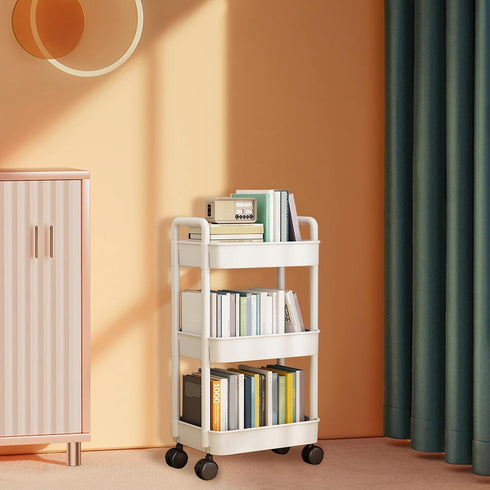 Makamsui Rolling Cart Organizer, Multifunction Kitchen Storage Organizer, Mobile Shelving Unit Utility Rolling Cart