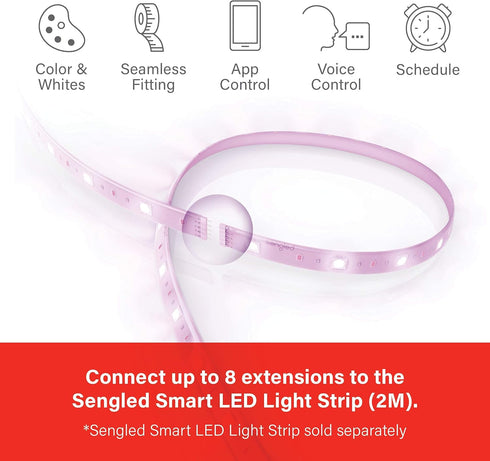 Sengled 2M (6.56ft) 1400Lumens (E1G-G8E) Smart Zigbee Multicolor Light Strip, Base Kit, Hub Required, Also Compatible