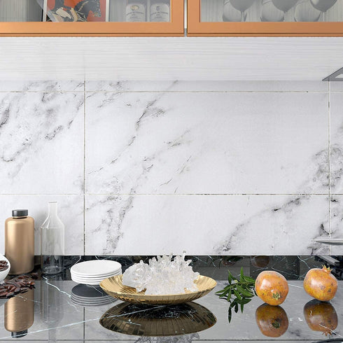 Decotalk White Marble Contact Paper for Countertops, Peel and Stick Marble Wallpaper, Waterproof, 12"x120"
