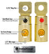 InstallGear 1/0 AWG Gauge Gold Ring Set Screw Battery Ring Terminals - 1/0 Gauge Wire Connector - 1/0 Ring Terminal (4 Pack)