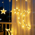 138 8.2 8 TW SHINE Ramadan Star Moon Curtain String Lights, LED FT Star Moon Hanging Lights with Modes and Timer
