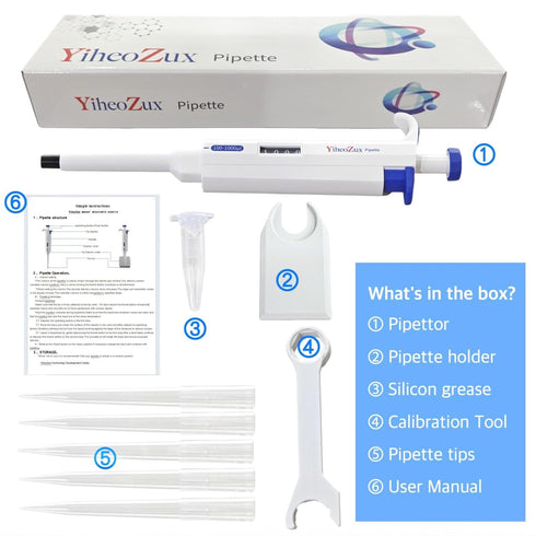 100-1000ul Single Channel Pipettor, Manual Adjustable Variable Volume Laboratory Micropipette for High Accurate Transfer