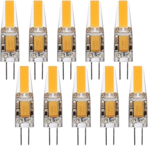 Lxcom Lighting G4 LED Bulb 12V Bi-Pin Base - 1.5W LED COB Light Bulbs (10 Pack)