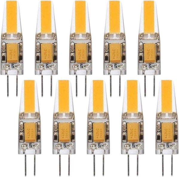 Lxcom Lighting G4 LED Bulb 12V Bi-Pin Base - 1.5W LED COB Light Bulbs (10 Pack)