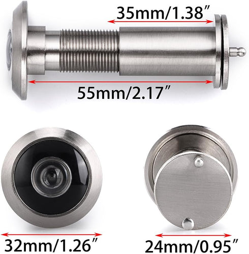Sumnacon Safety Door Viewer,Solid Brass 220-degree Door Viewer/Peephole with Heavy Duty Rotating Privacy Cover for 1-3/8" to 2-1/6" Doors, Durable Door Viewer for Home Office Hotel (2 Pcs Silver)