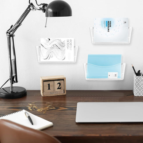 Colarr 6 Pcs Expandable Pocket Wall File Set, Wall Mountable Space Saving Organizer for Office