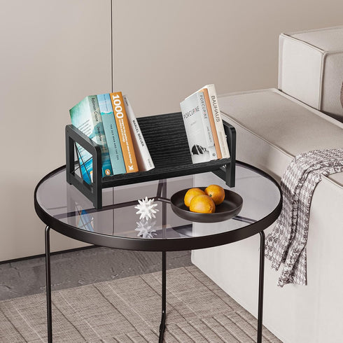 ELITEROO Desk Bookshelf, Small Book Shelf, Wooden Desktop Bookcase, Tilting Table Top Bookshelf for Home Office