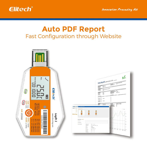 Elitech WHO PQS Certificated Temperature Data Logger 120 Days with Light Sensor, Single Use Temperature Recorder
